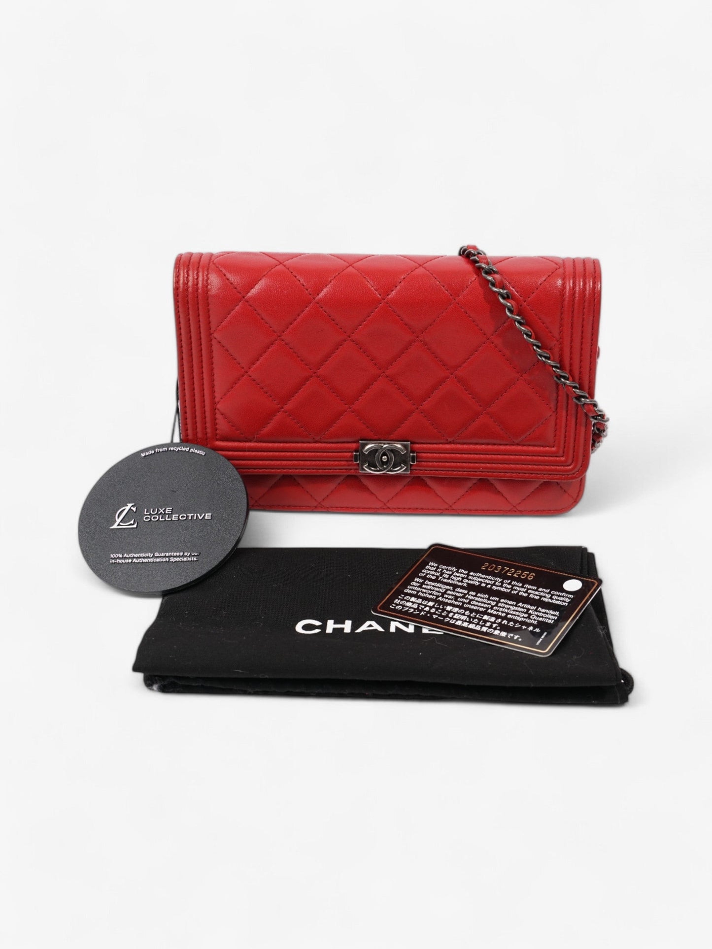Chanel Wallet On Chain Red Lambskin Leather