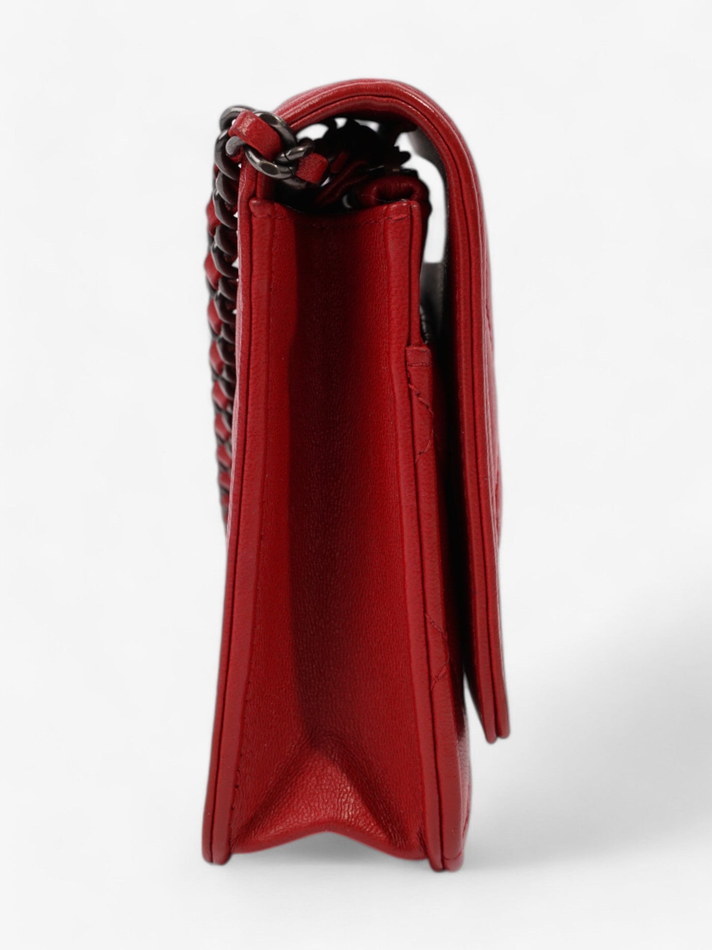 Chanel Wallet On Chain Red Lambskin Leather