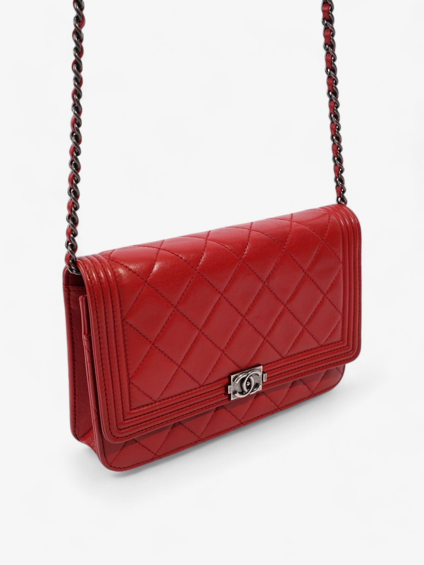 Chanel Wallet On Chain Red Lambskin Leather