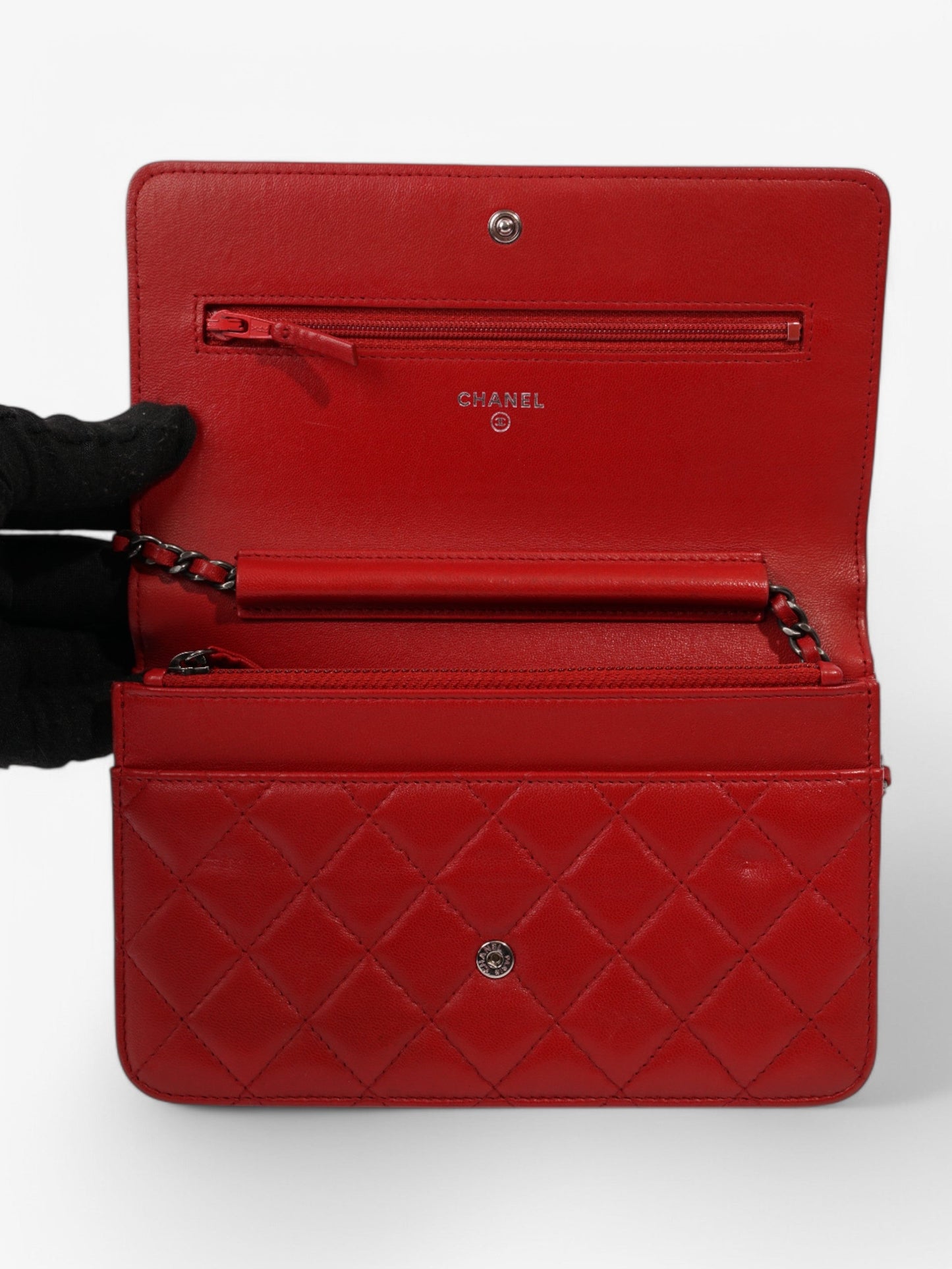 Chanel Wallet On Chain Red Lambskin Leather
