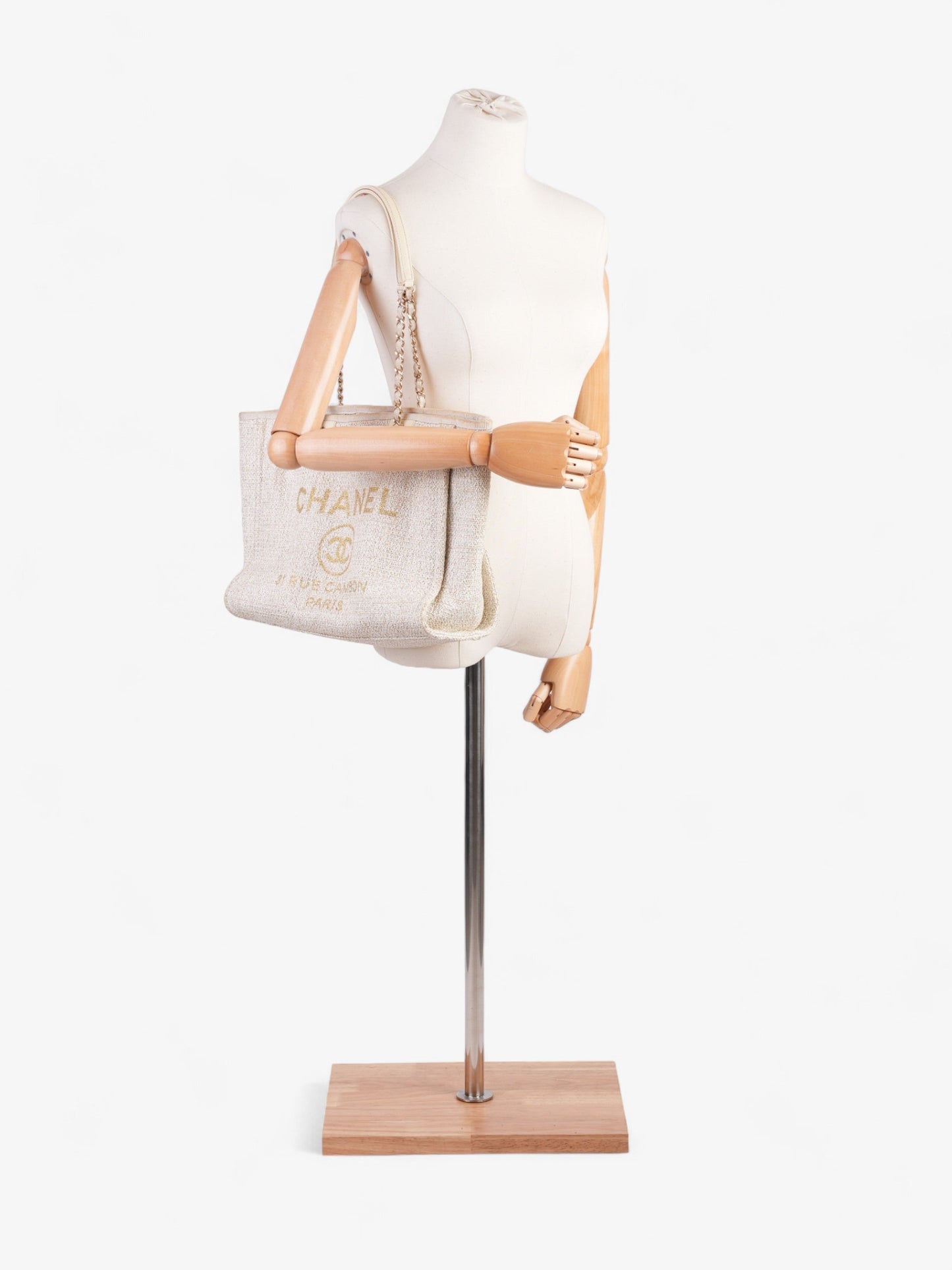 Chanel Deauville Tote Ivory Canvas Small