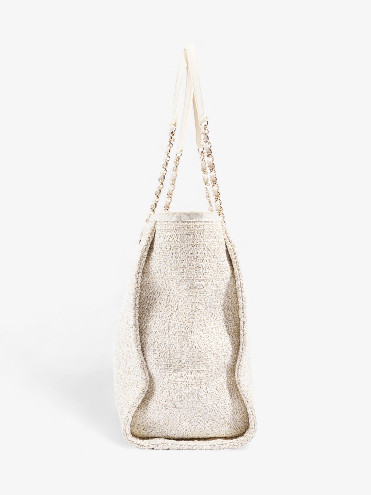 Chanel Deauville Tote Ivory Canvas Small
