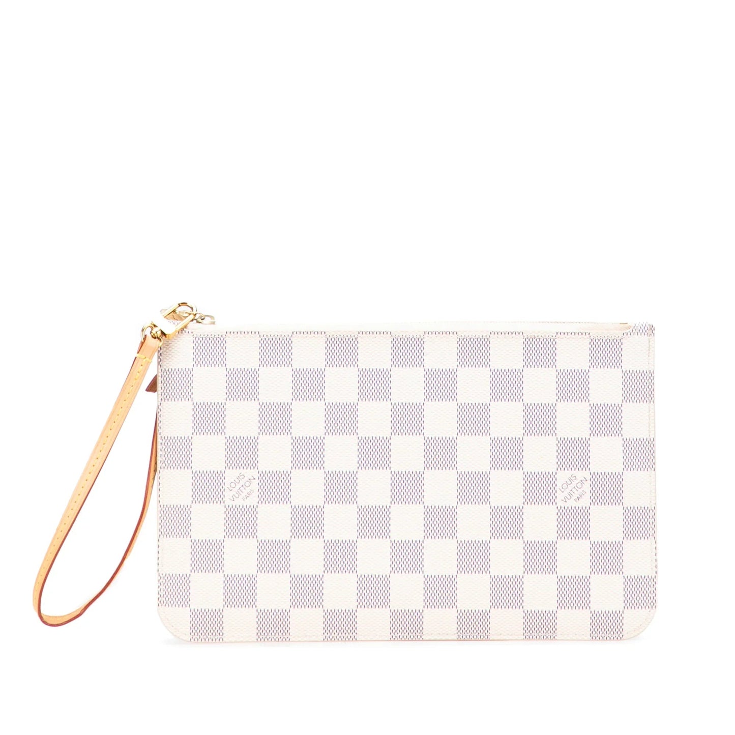 White Louis Vuitton Damier Azur Neverfull MM Pouch