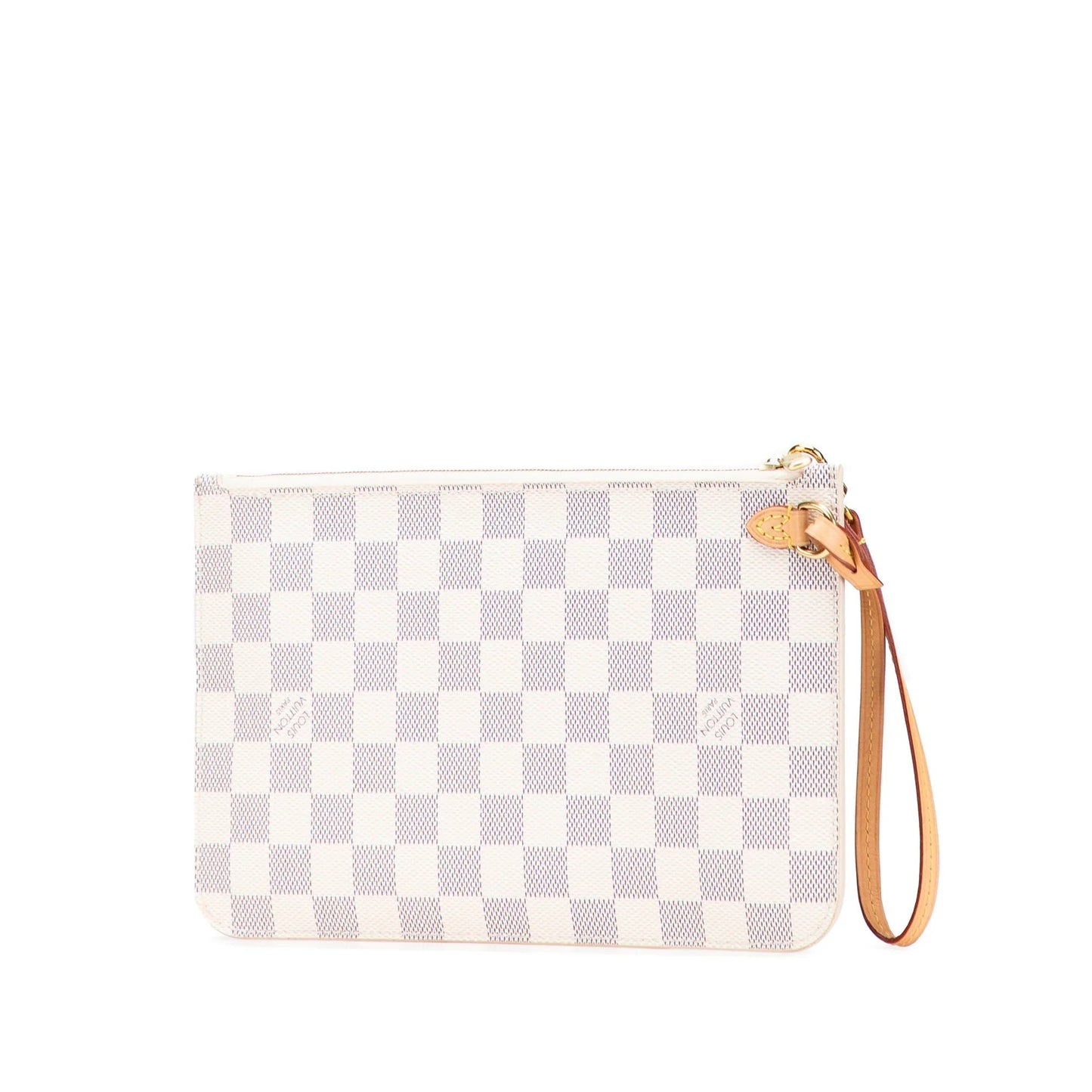 White Louis Vuitton Damier Azur Neverfull MM Pouch