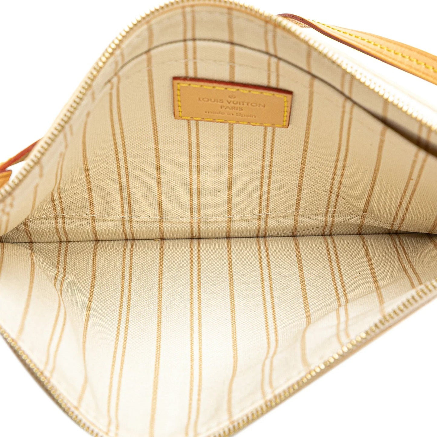 White Louis Vuitton Damier Azur Neverfull MM Pouch