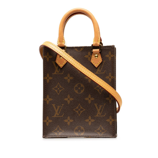 Brown Louis Vuitton Monogram Petit Sac Plat Satchel