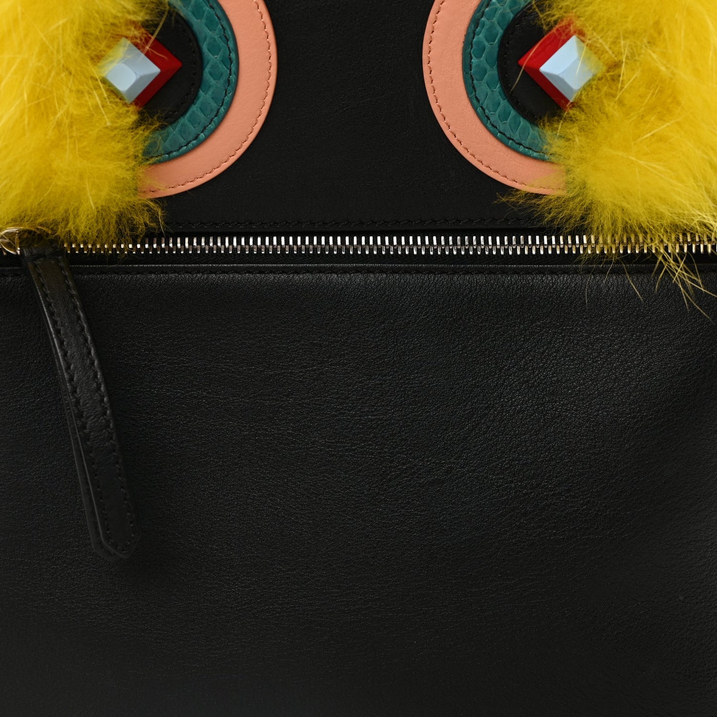 Fendi Vitello Dolce Fox Elaphe Ayers Hypnoteyes Large Backpack  Black Giallo Multicolor