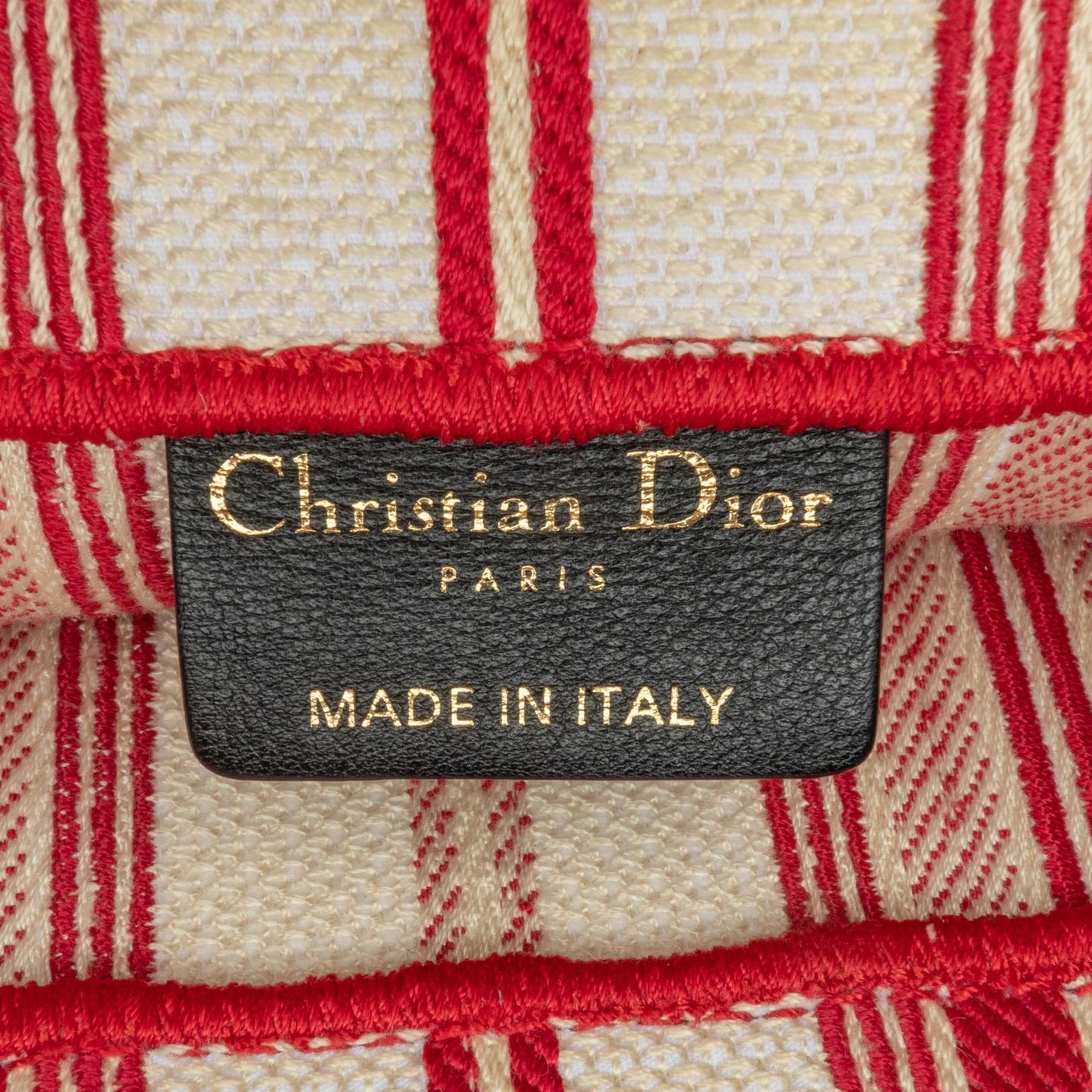 Red Dior Large Striped Book Tote