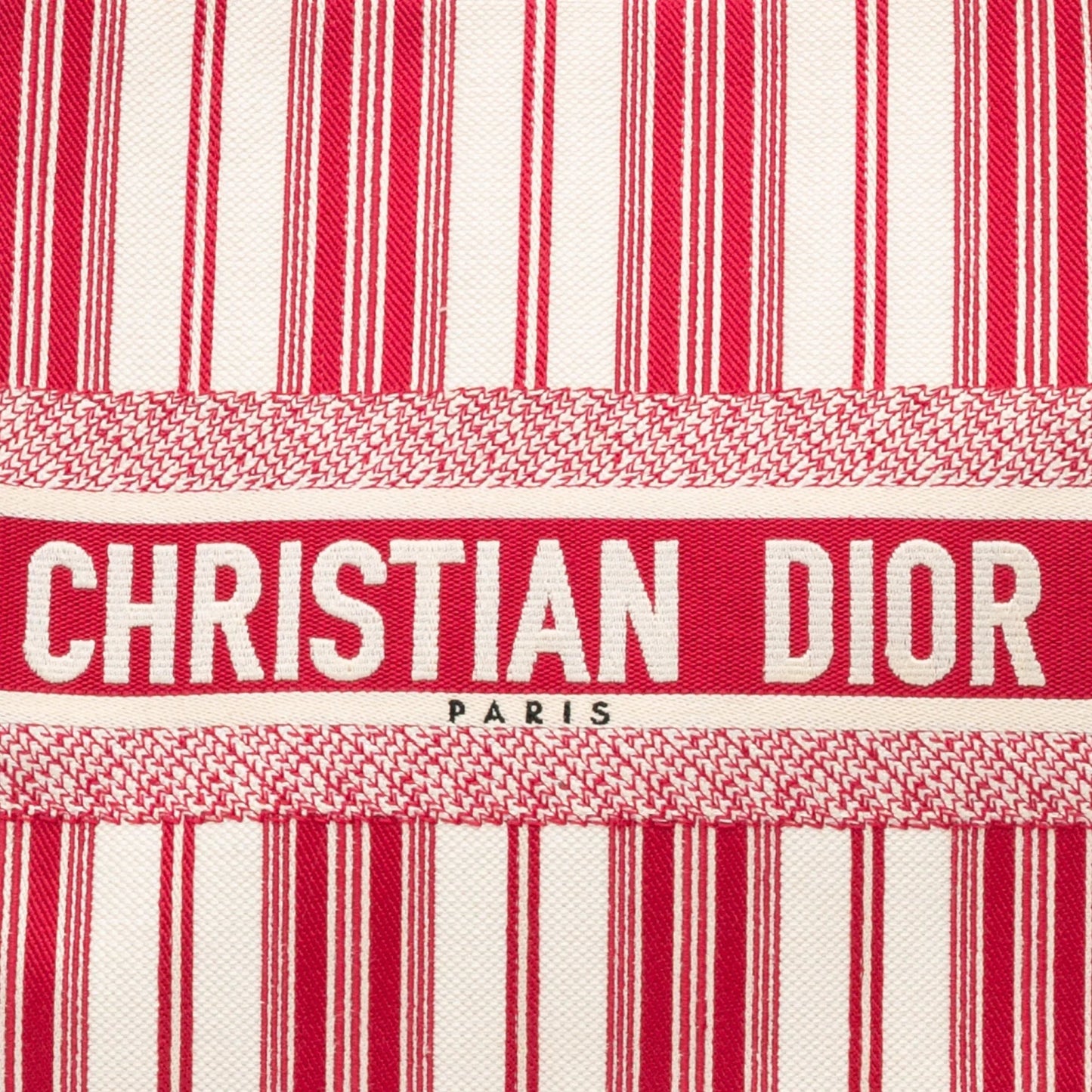 Red Dior Large Striped Book Tote