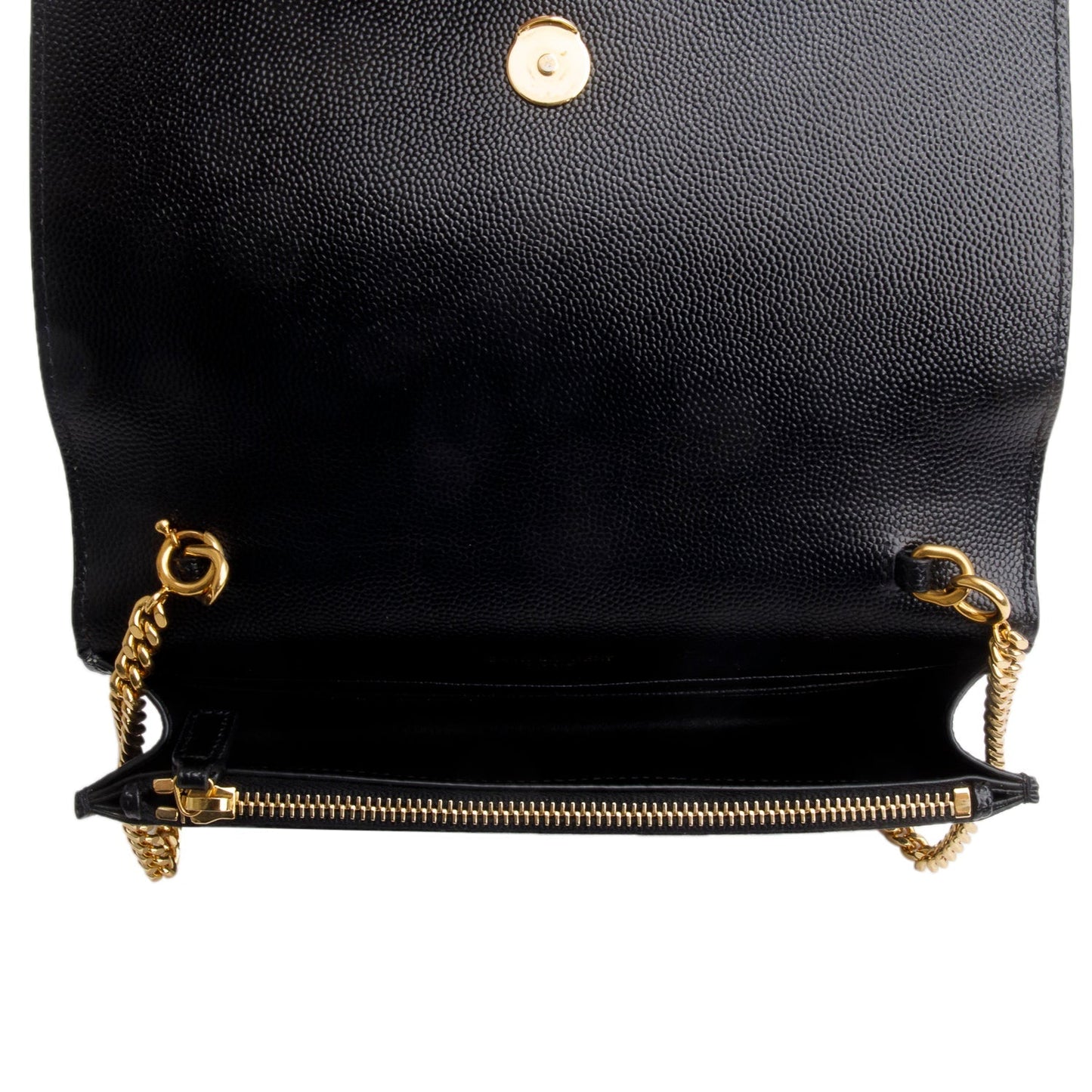 Saint Laurent Black Leather Kate Tassel Wallet on Chain