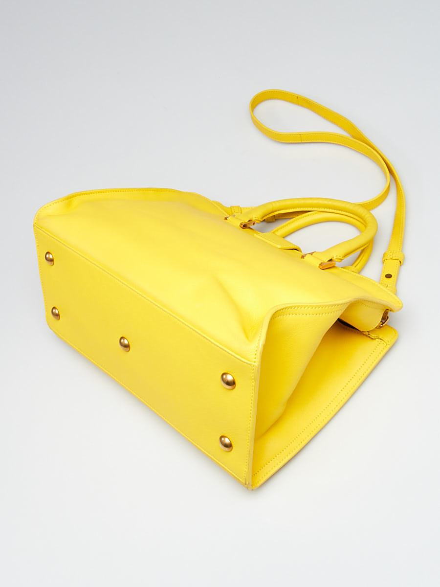 YVES SAINT LAURENT CALFSKIN LEATHER CABAS BAG-YELLOW