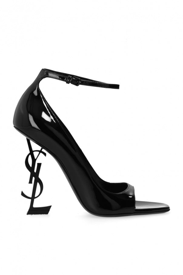 YSL SAINT LAURENT BLACK 'OPYUM' HEELED SANDALS