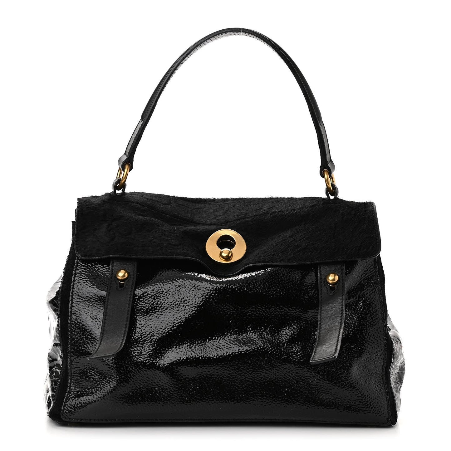 SAINT LAURENT PONY HAIR PATENT MUSE TWO BAG
