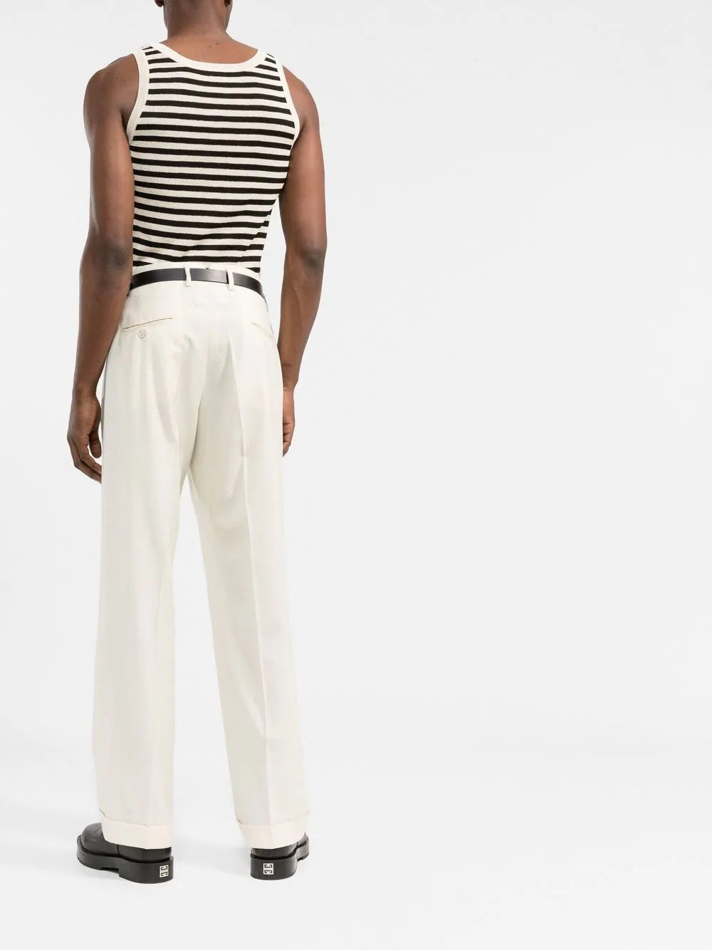 YVES SAINT LAURENT STRIPED LINEN BLEND TANK TOP