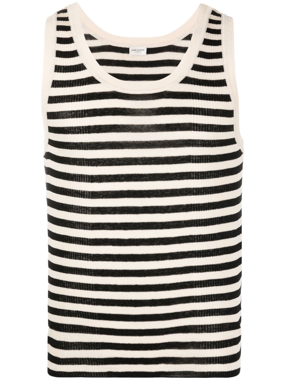YVES SAINT LAURENT STRIPED LINEN BLEND TANK TOP