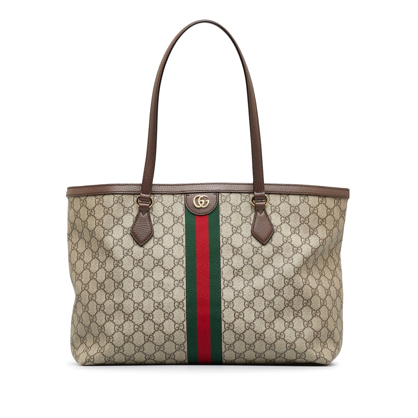 Gucci Ophidia Brown Leather Canvas Tote