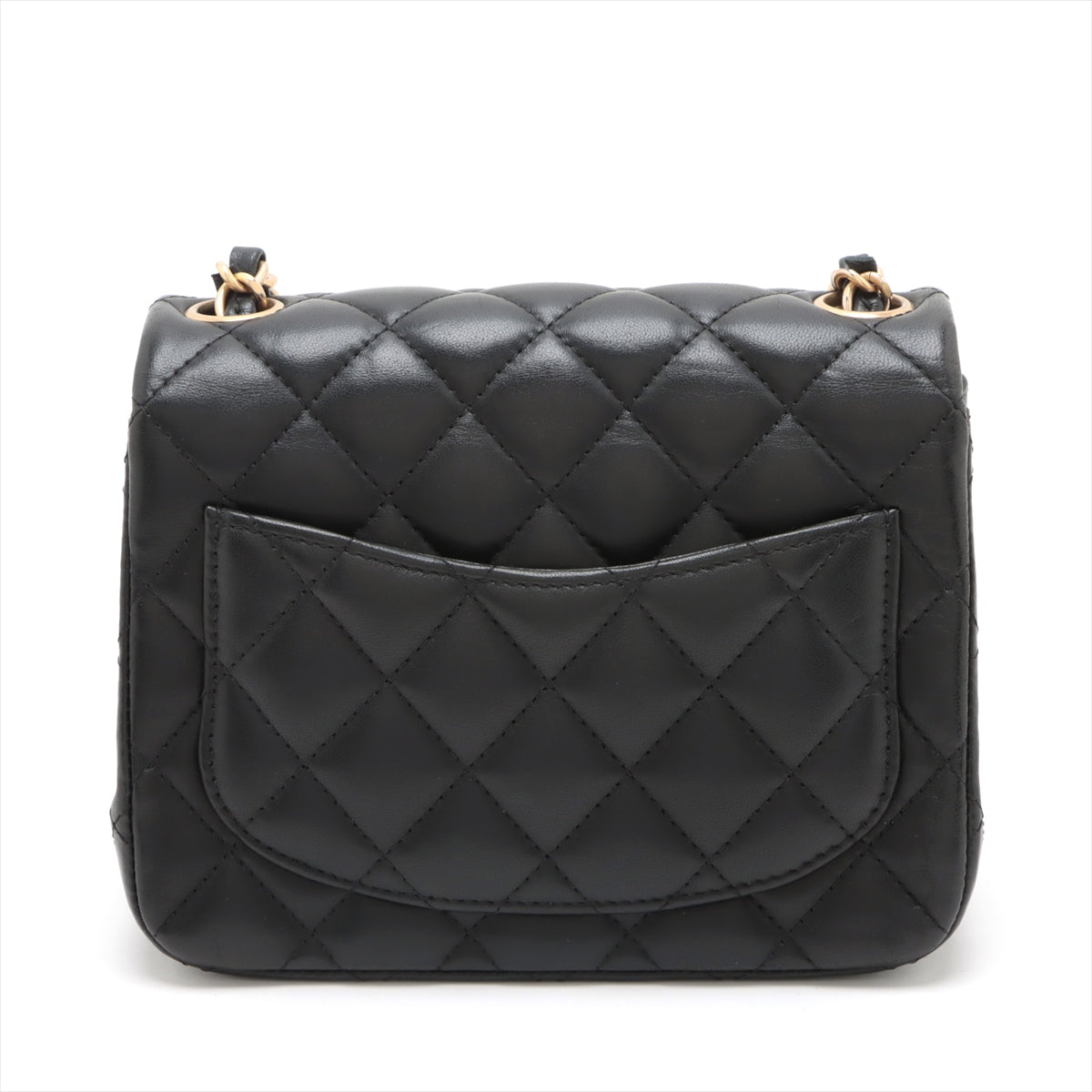 Chanel Mini Square Flap Lambskin Black Crossbody Bag - 27 series