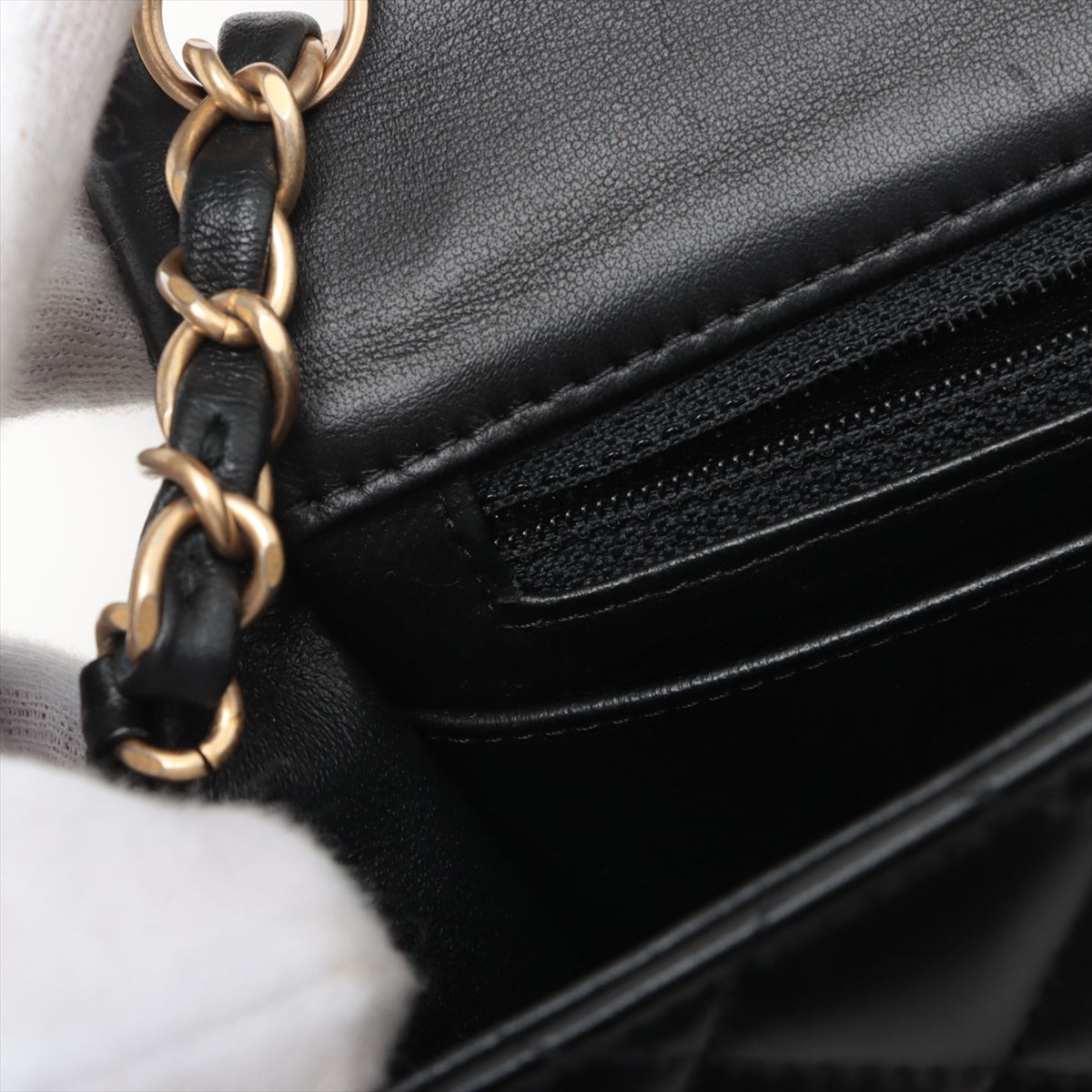 Chanel Mini Square Flap Lambskin Black Crossbody Bag - 27 series