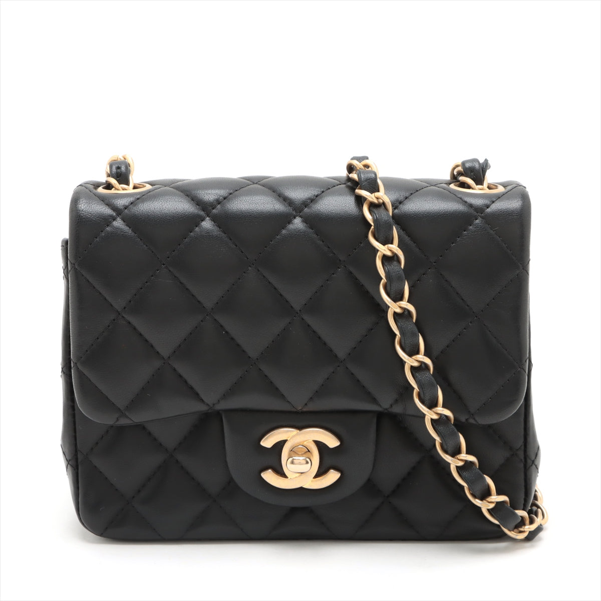 Chanel Mini Square Flap Lambskin Black Crossbody Bag - 27 series