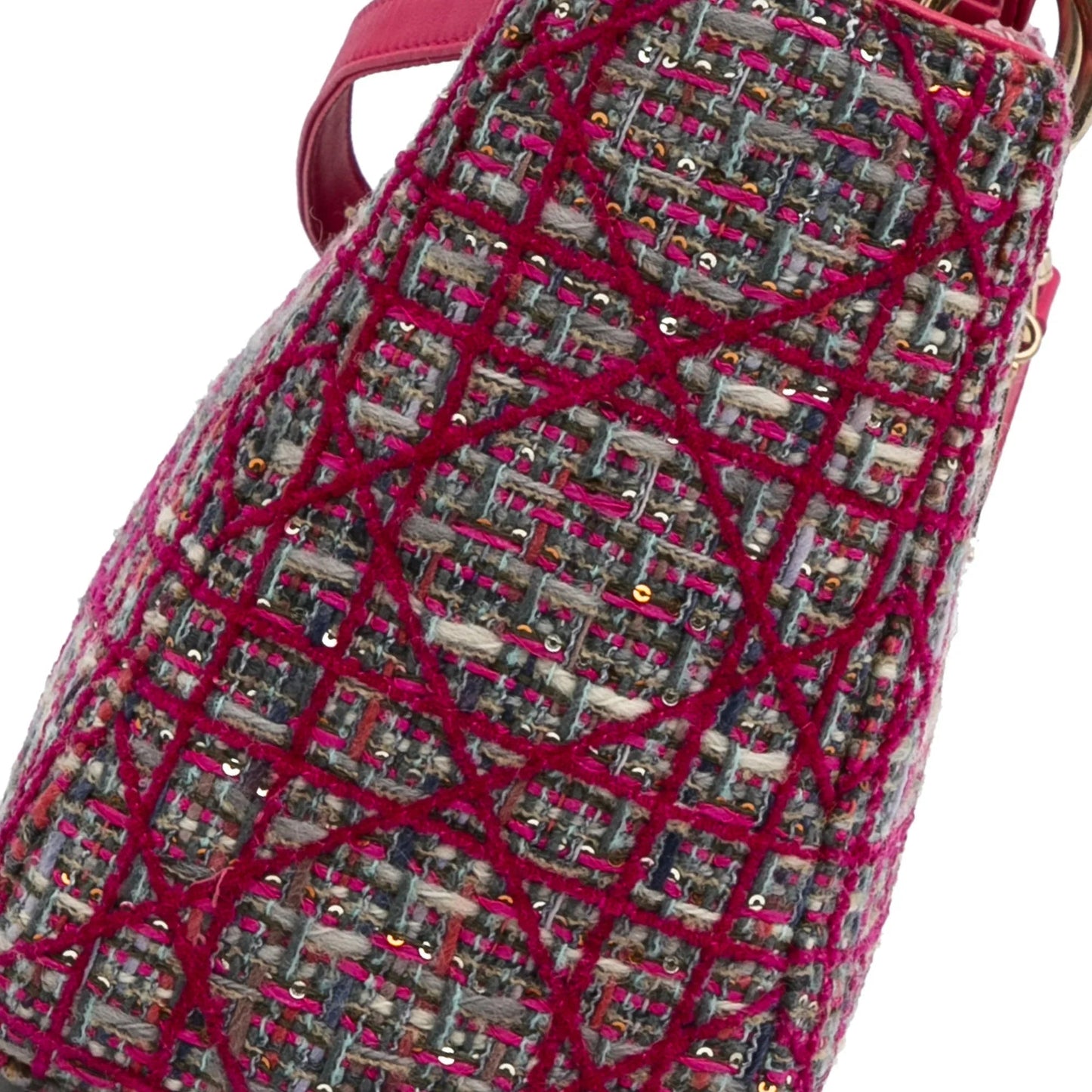 Pink Dior Medium Tweed Macrocannage Lady Dior Satchel