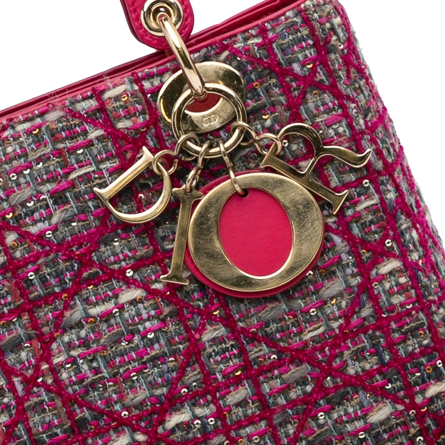 Pink Dior Medium Tweed Macrocannage Lady Dior Satchel