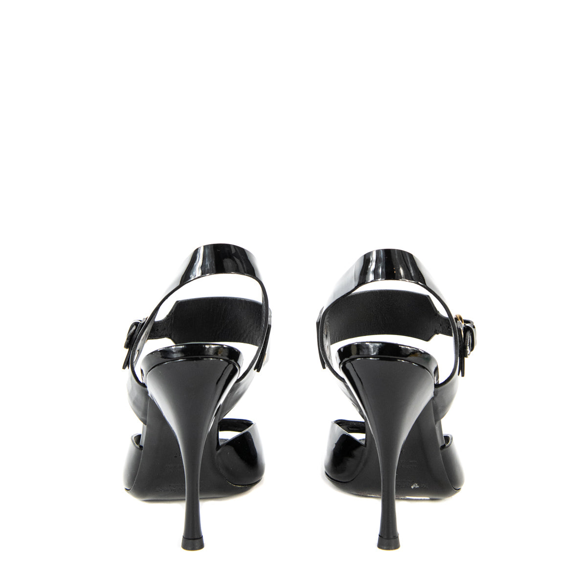 Saint Laurent Black Patent Leather Slingback Sandals Size 7 | EU 37