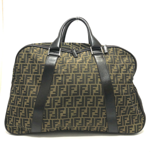 FENDI Boston Duffel bag Nylon / leather khaki Zucca FF logo mens(Unisex)