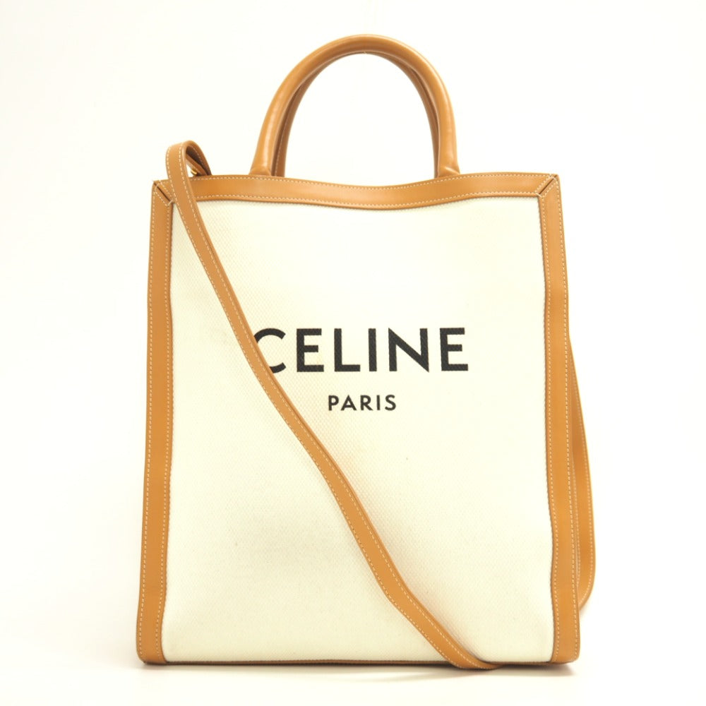 CELINE Handbag canvas beige Vertical hippopotamus