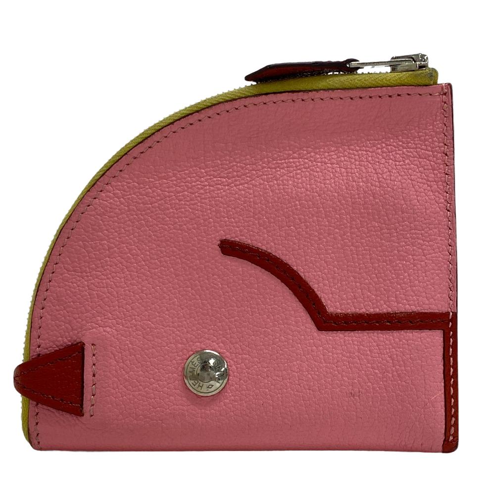 HERMES Coin case leather pink Paddock Chevrumizor