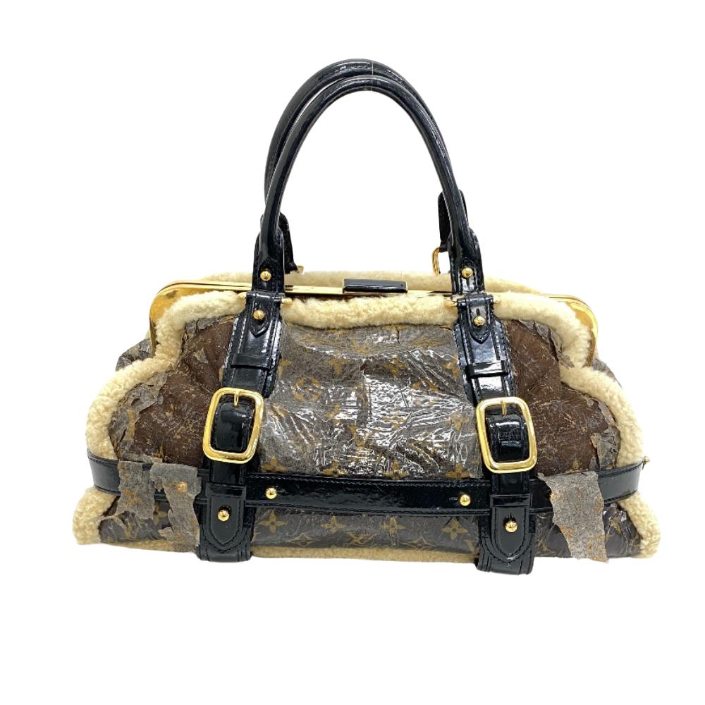 LOUIS VUITTON Mini Boston Duffel bag M95574 Patent Leather, Sheepskin Brown Handbag monogram shearling storm Women