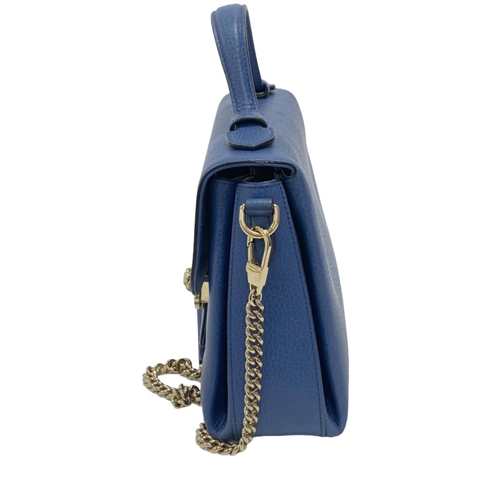 GUCCI Shoulder Bag 510302 leather blue 2WAY handbag Women
