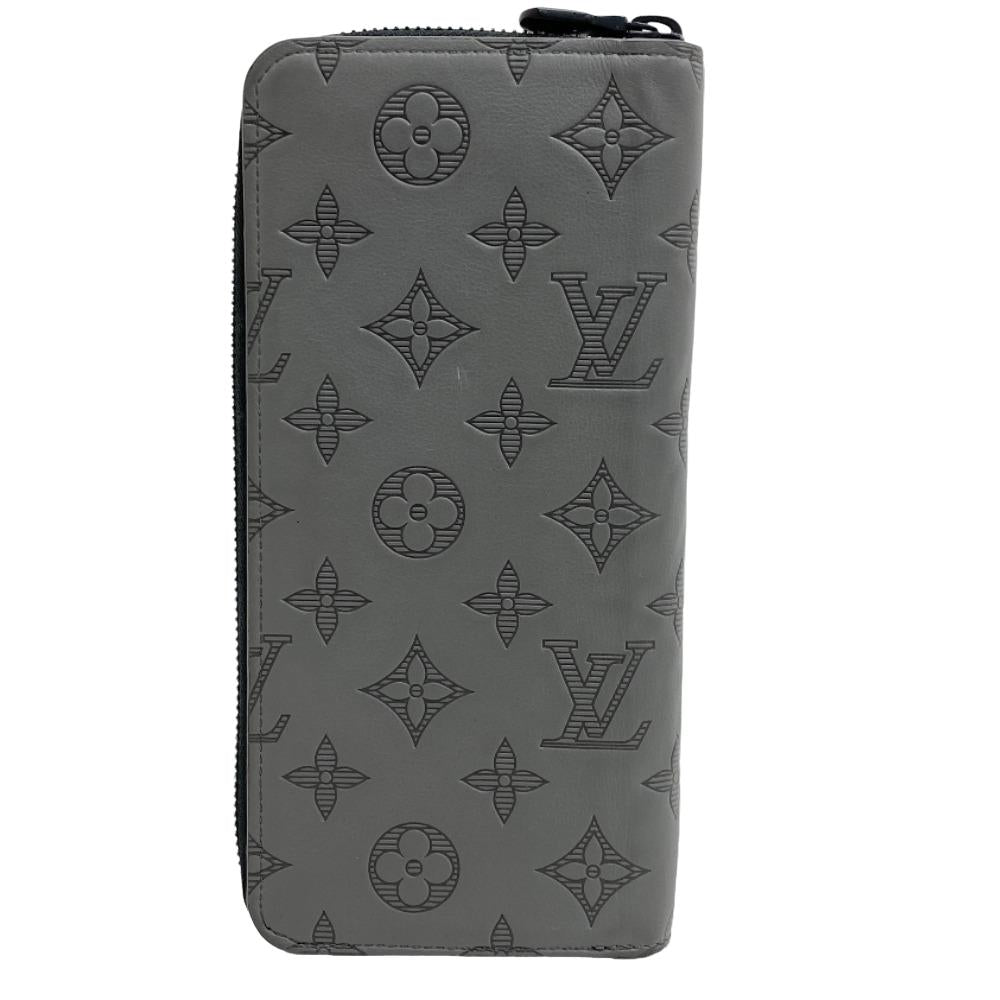 LOUIS VUITTON Long Wallet Purse M81384 leather gray Monogram shadow Vertical Zippy wallet mens