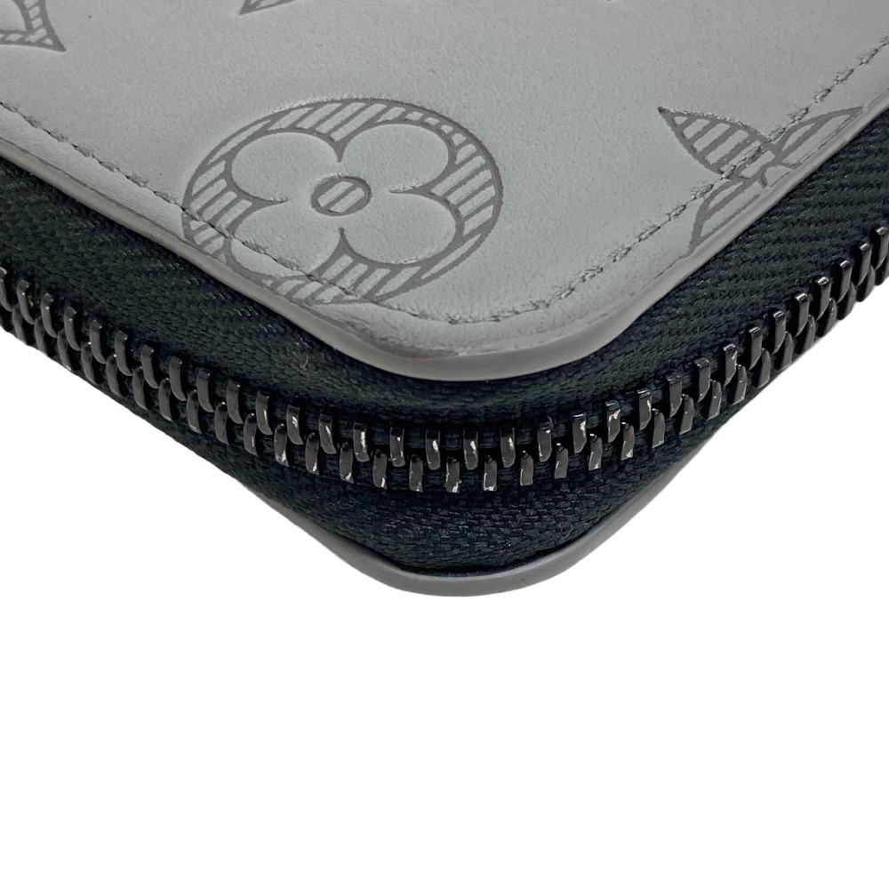 LOUIS VUITTON Long Wallet Purse M81384 leather gray Monogram shadow Vertical Zippy wallet mens