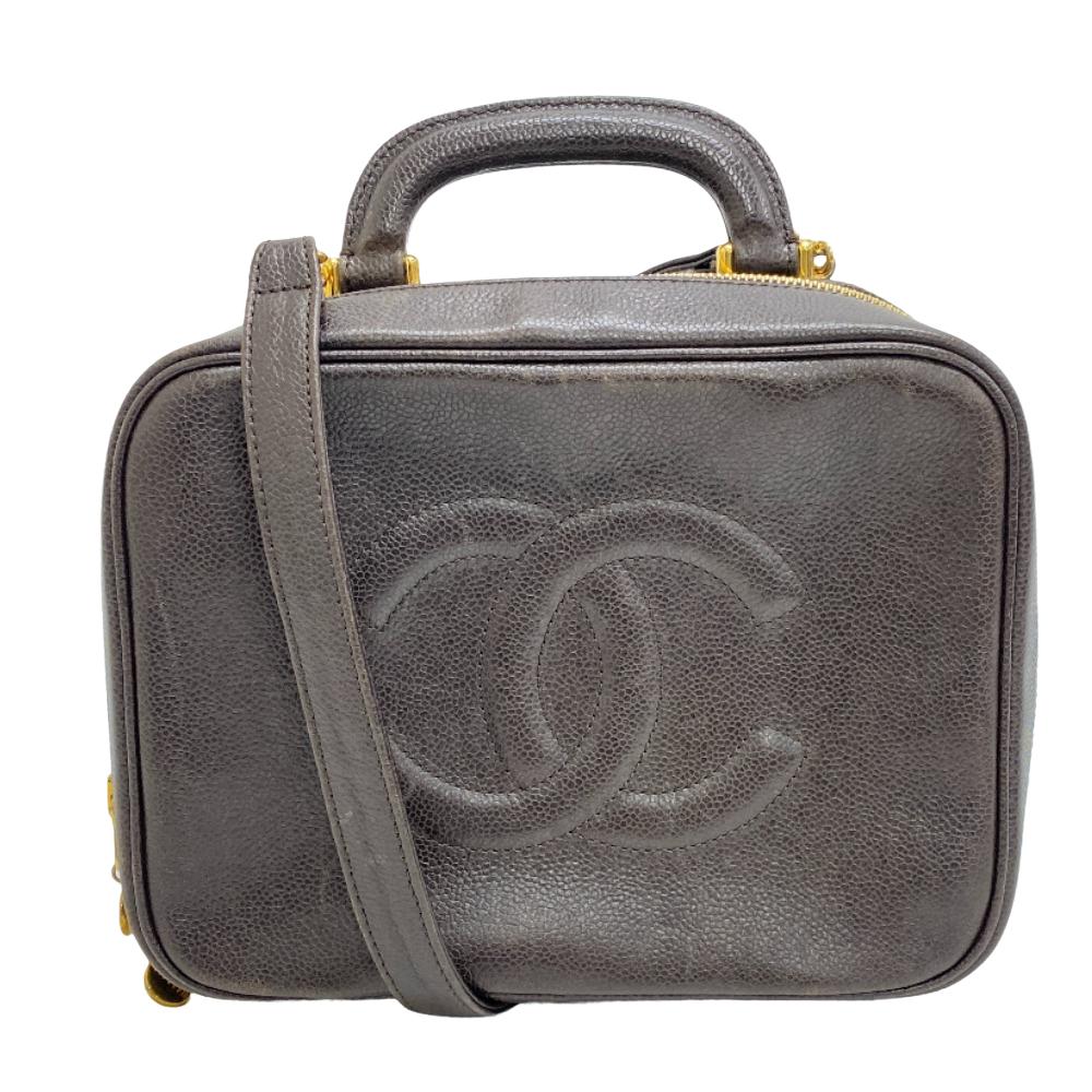 CHANEL Shoulder Bag leather Brown 2way Caviar skin COCO Mark Women