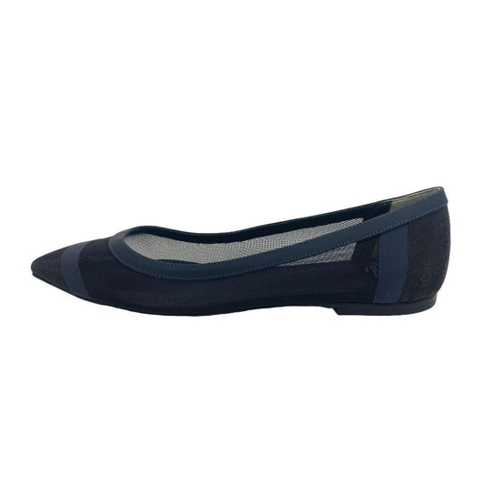 FENDI pumps leather Navy Flat Pumps 37 mesh Women 37 1/2