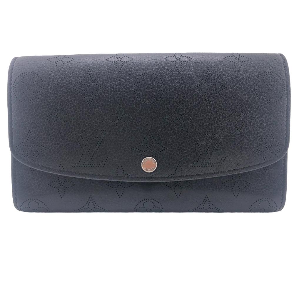 LOUIS VUITTON Long Wallet Purse M60143 leather black Mahina Portefeuille Iris Women