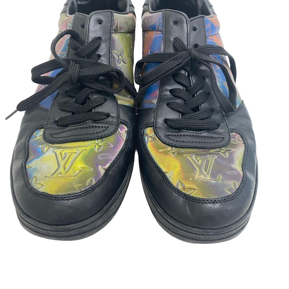 LOUIS VUITTON sneakers leather black Rivoli Line Rainbow mens 7