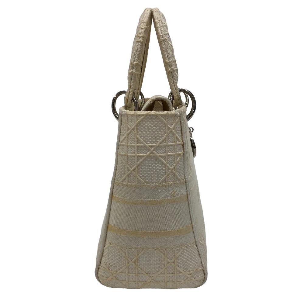 Dior Handbag canvas white 2WAY Lady Dior Canage Women