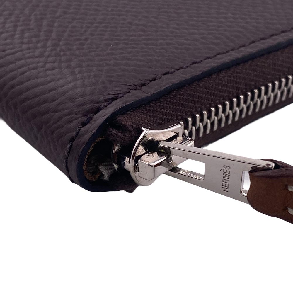 HERMES Coin case Epsom Brown Azap silk in