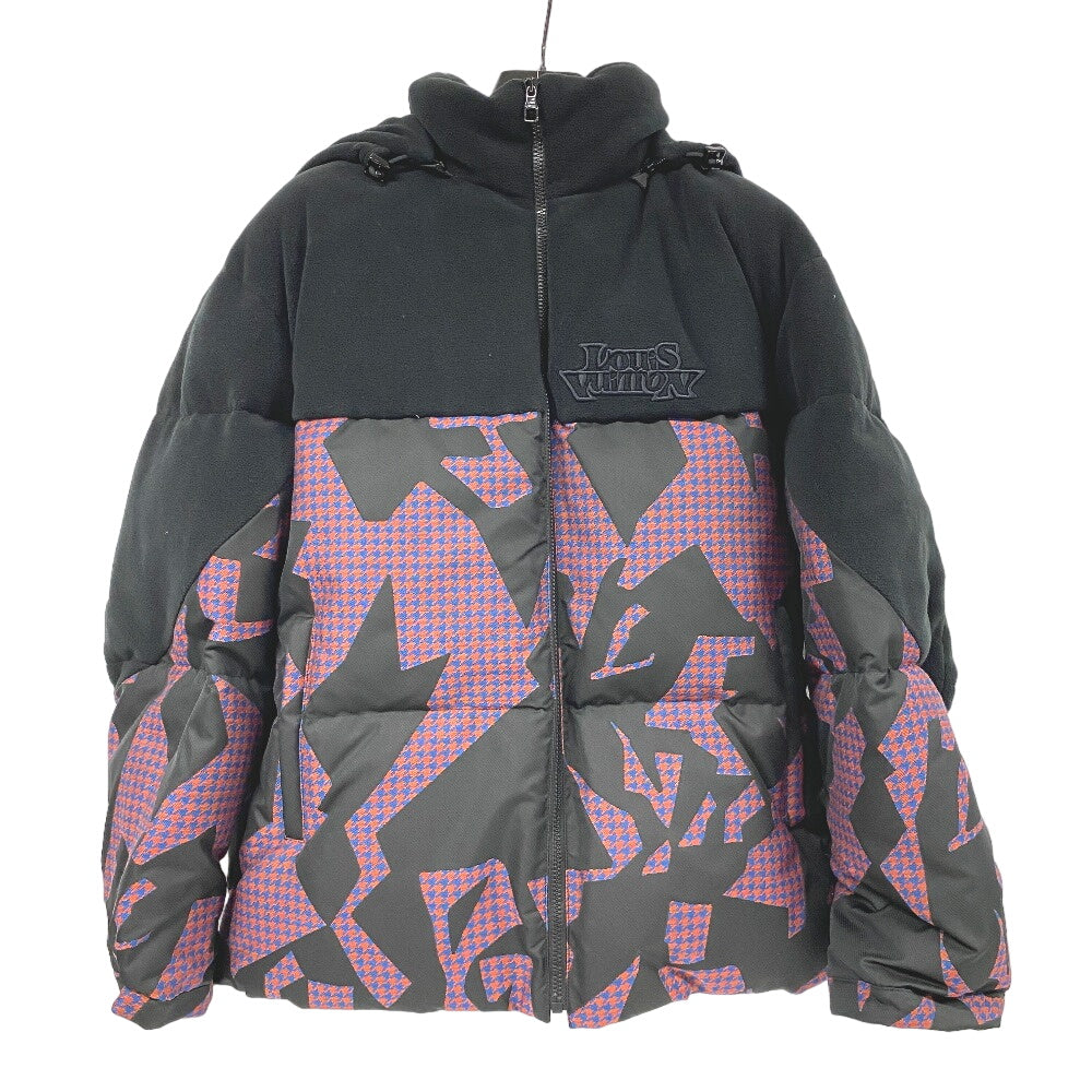 LOUIS VUITTON Down jacket 1AAUTR polyester black 23Stainless Steel Fleece Jacket Outerwear RM231M BIMATERIAL HOODED mens 48