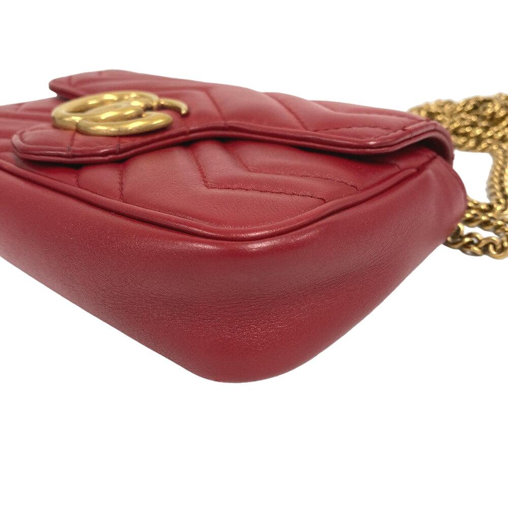 GUCCI Shoulder Bag 476433 leather Red ChainShoulder GG Marmont Women