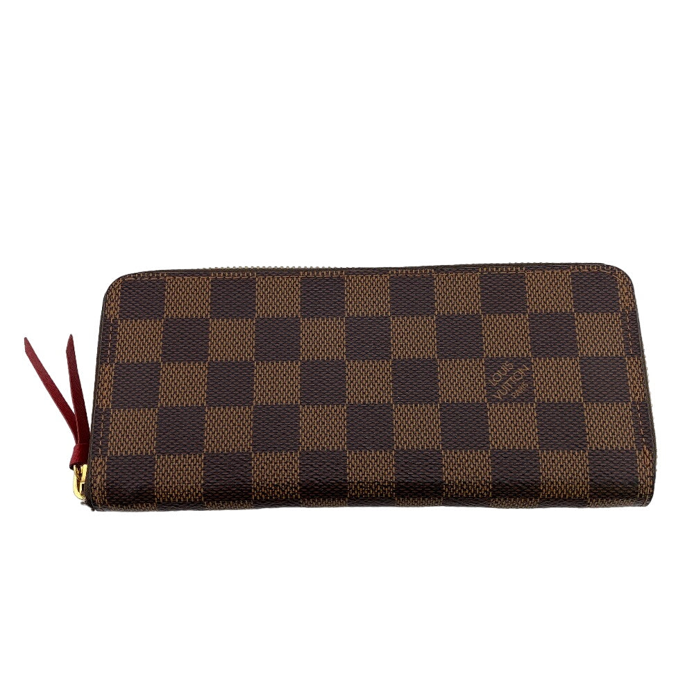 LOUIS VUITTON Long Wallet Purse N60534 leather Brown Zip Around Damier Portefeuille Clemence Women