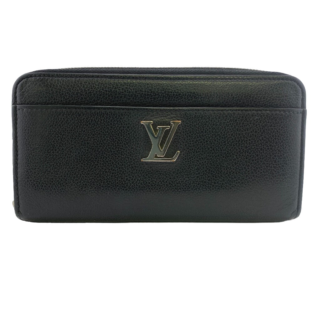 LOUIS VUITTON Long Wallet Purse M62622 leather black Zip Around LV Logo Zippy Lock Me mens