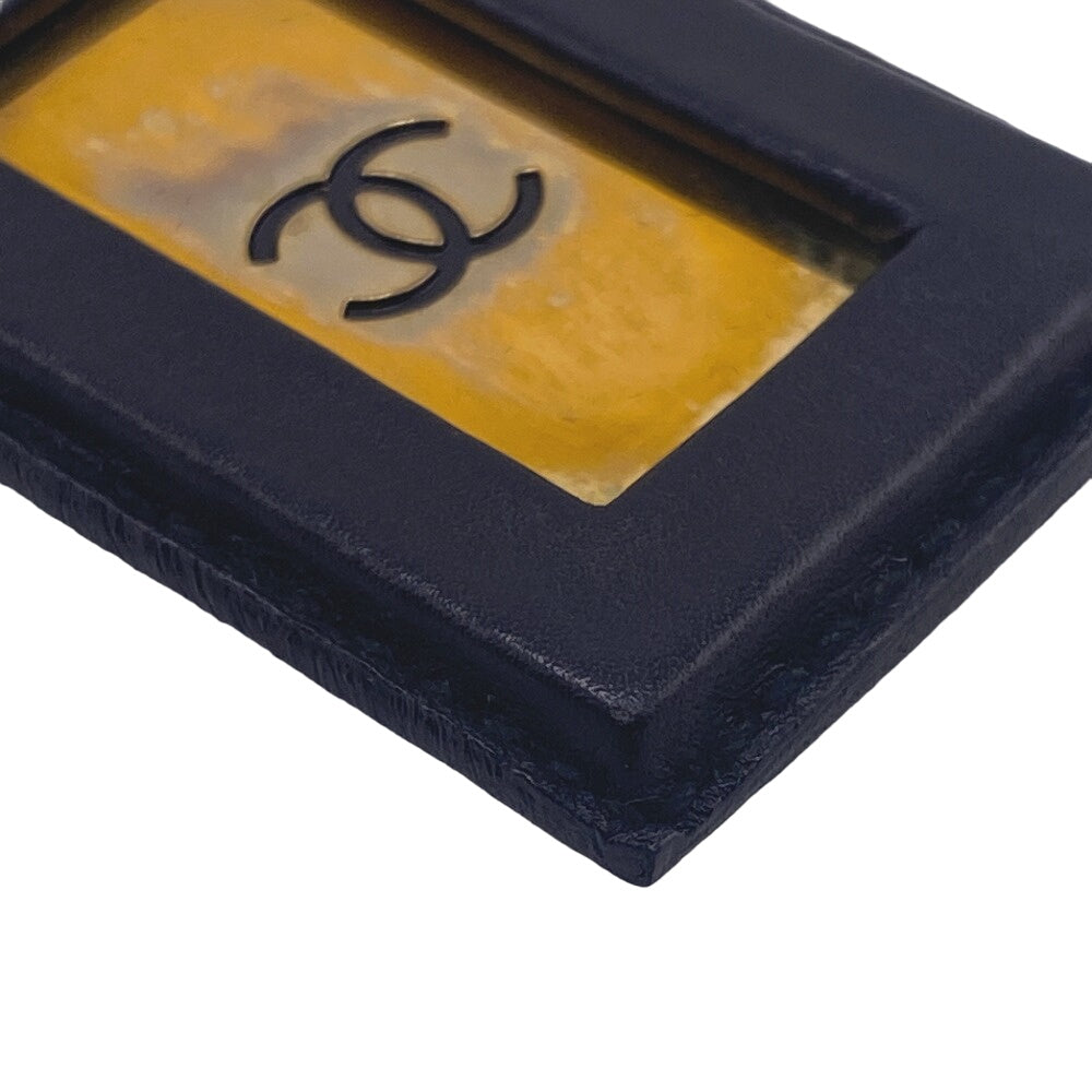 CHANEL Brooch leather black 94P COCO Mark Name tag unisex(Unisex)