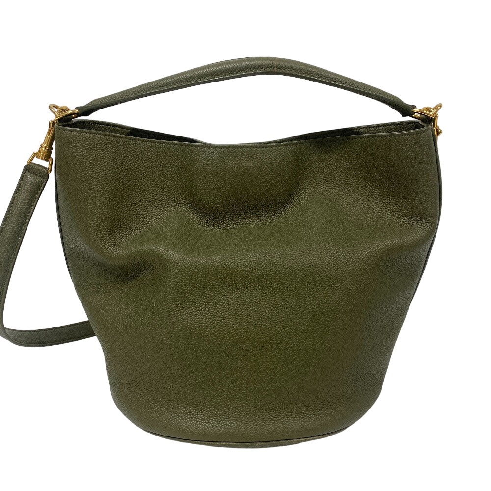 CELINE Shoulder Bag leather khaki one belt teen Bucket16 Women