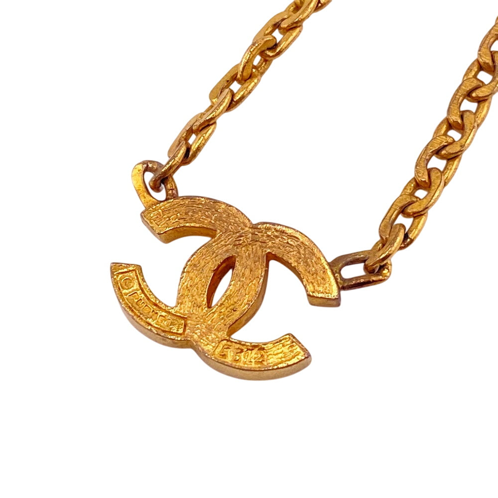 CHANEL Necklace Gold Plated gold 3312 Rhinestone COCO Mark Women