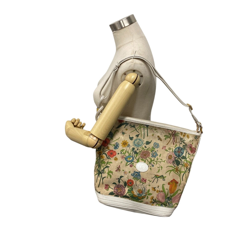 GUCCI Shoulder Bag 001?090?0729 Canvas, Leather white Flora GG