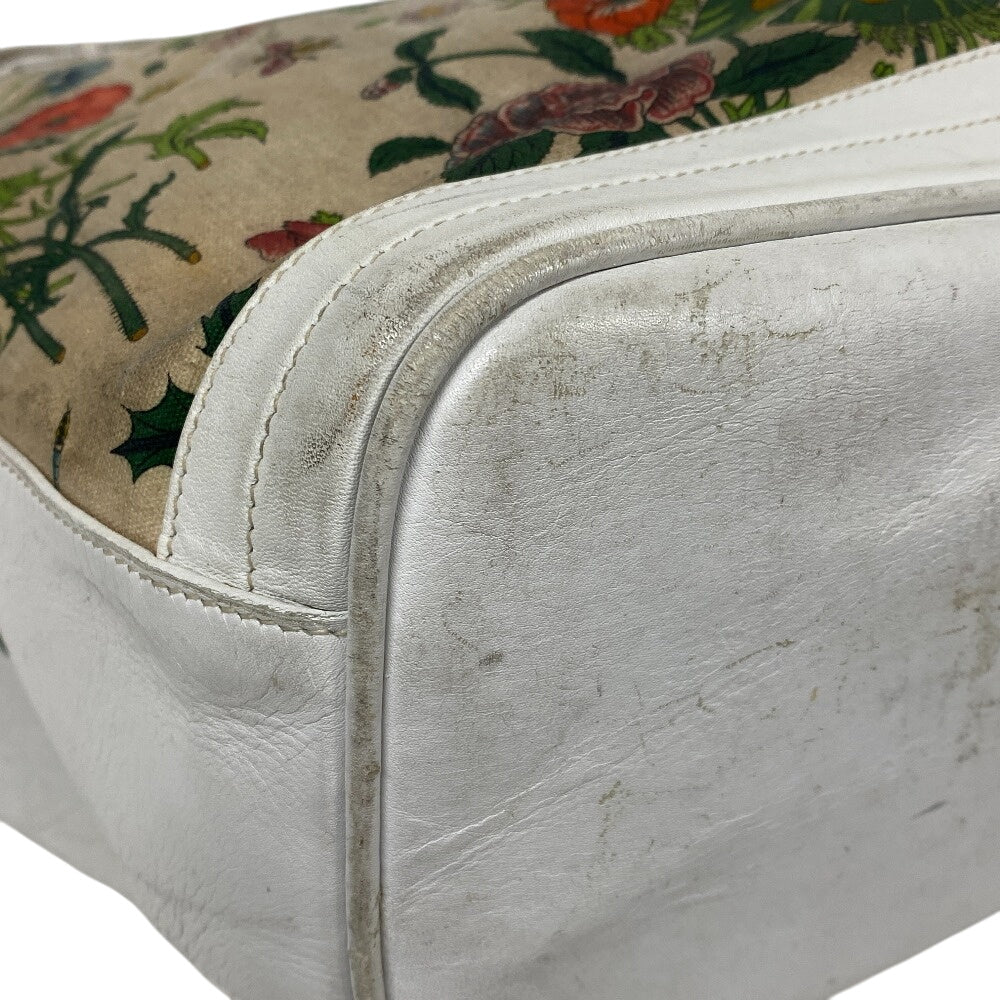 GUCCI Shoulder Bag 001?090?0729 Canvas, Leather white Flora GG