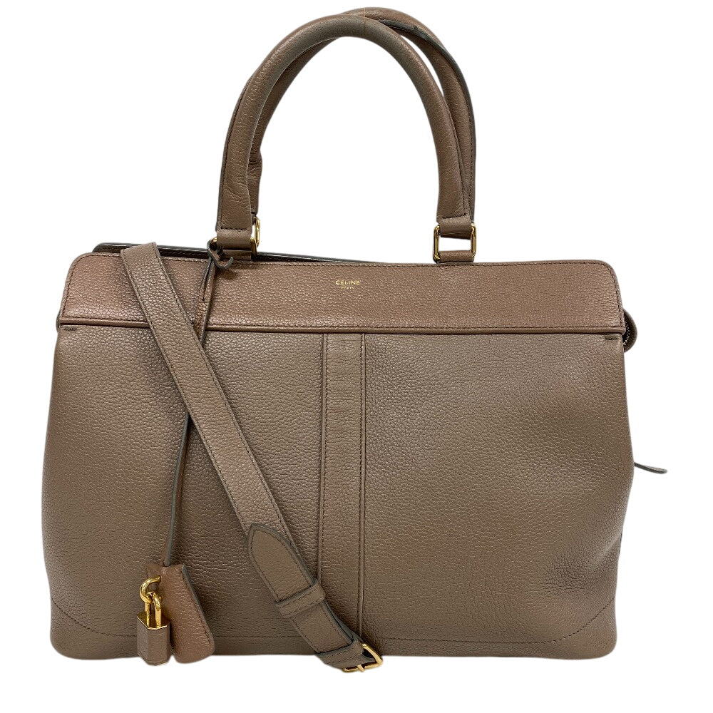 CELINE Handbag 192663 leather beige Medium 2way Kabaddou France Women