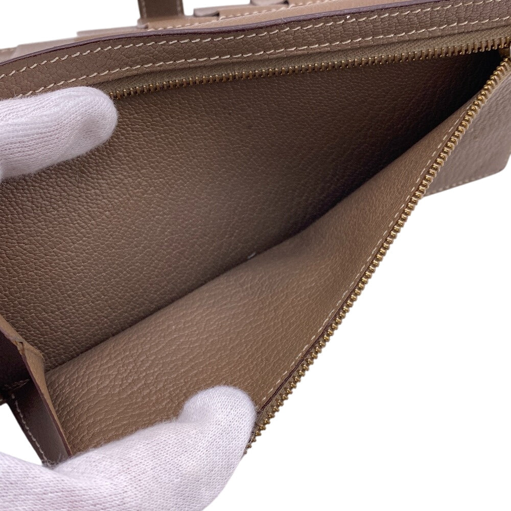 HERMES Bifold Wallet Chevre Mysore, Leather beige Hermes Bearn Soufflet Chevre Mysore Wallet Etoupe Gold Metal ?O:2011